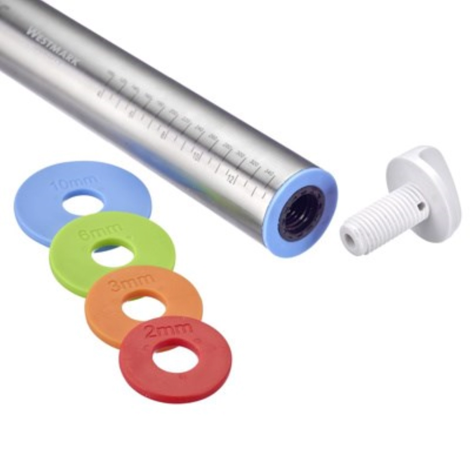 Rouleau à pâtisserie en bois avec 4 anneaux d'écartement