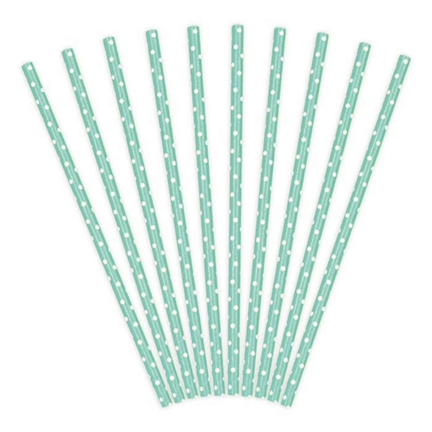 50 pailles en papier, vert avec points blancs, 19,7cm,50sb
