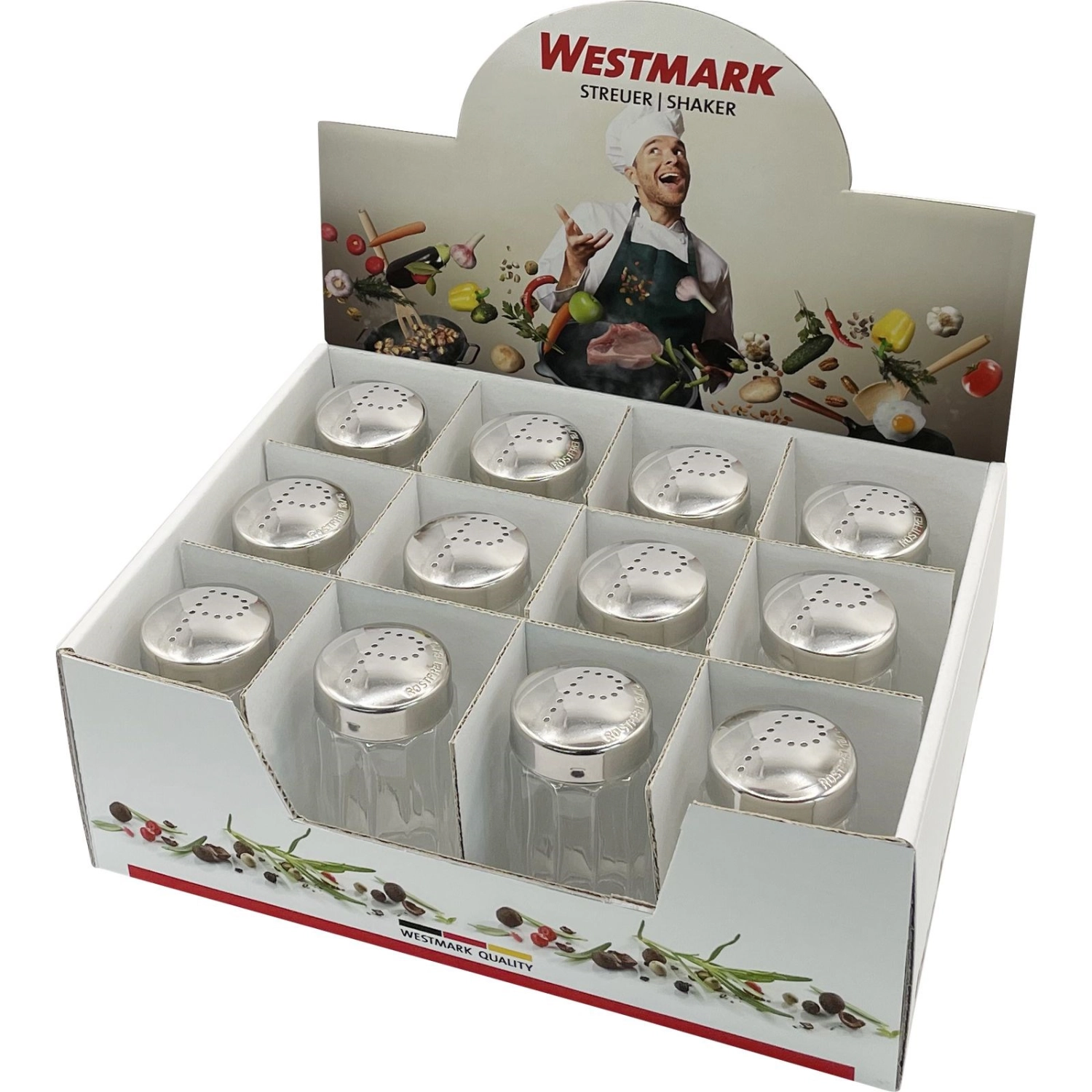 Présentoir 12 pcs. salière à poivre traditionnel