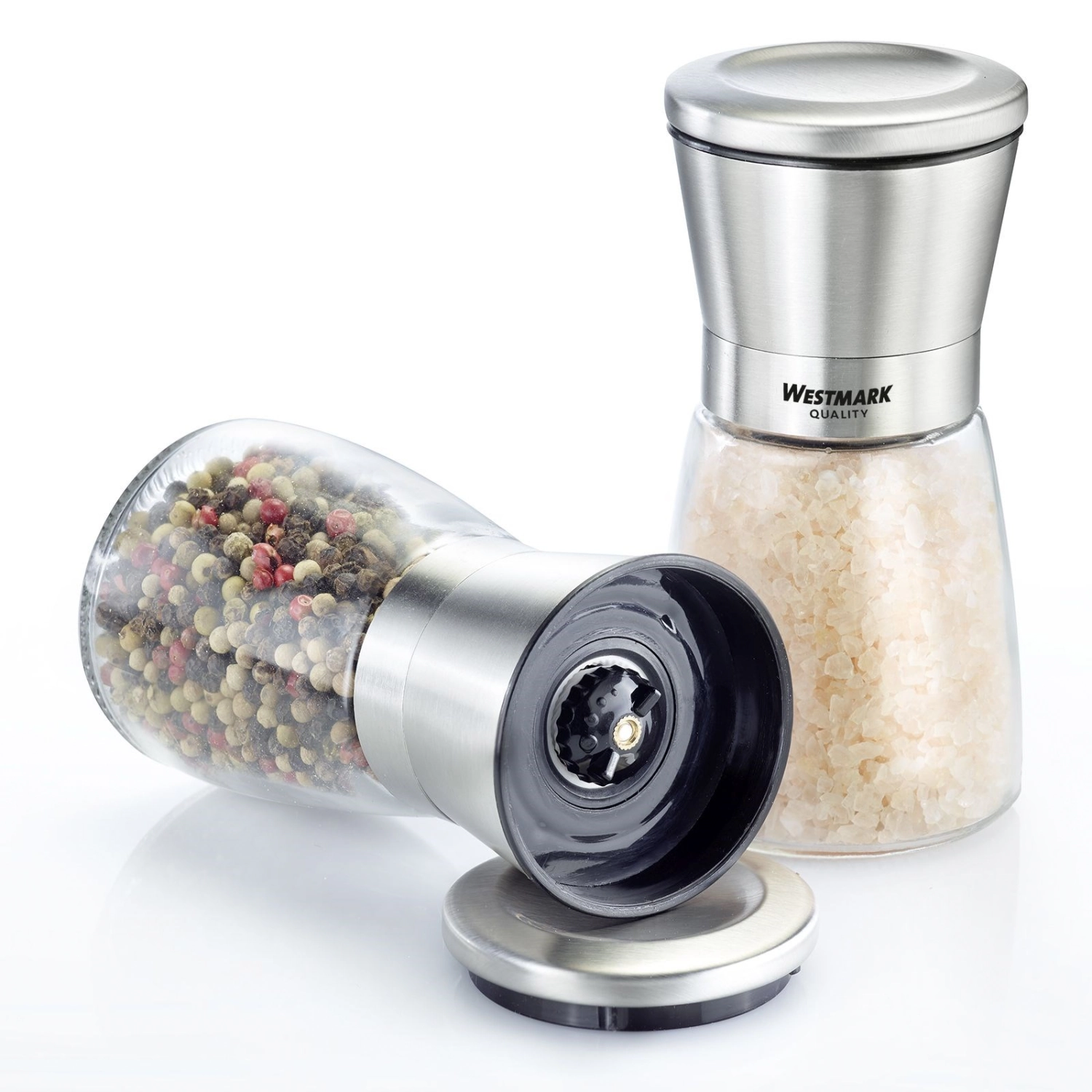 Set de 2 moulins à épices en acier inoxydable
