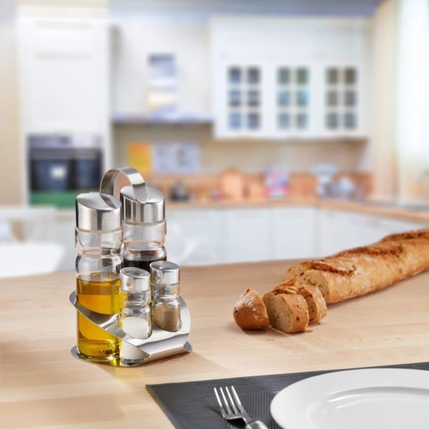4er Set Wien Menage Salz, Pfeffer, Essig und Öl