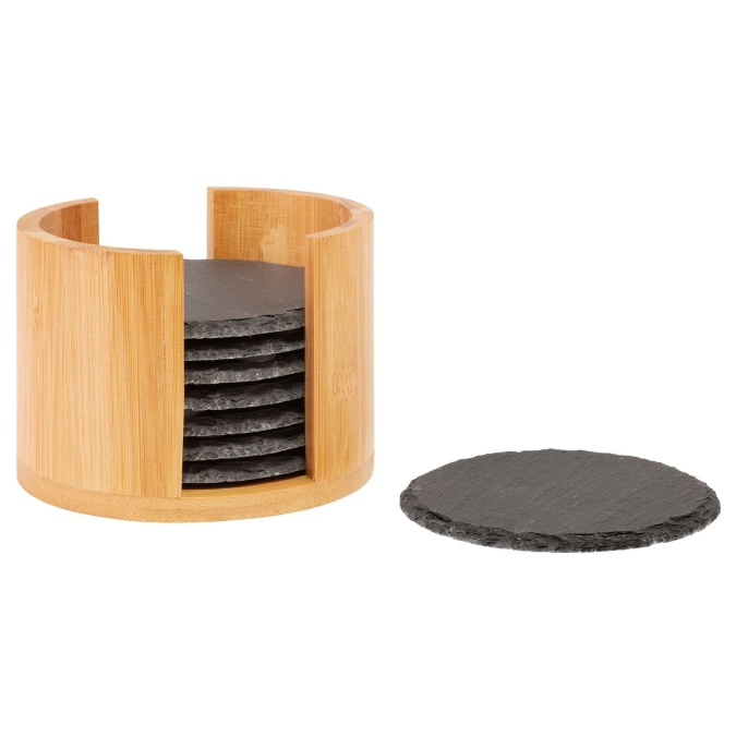 8er Set Naturschiefer-Untersetzer