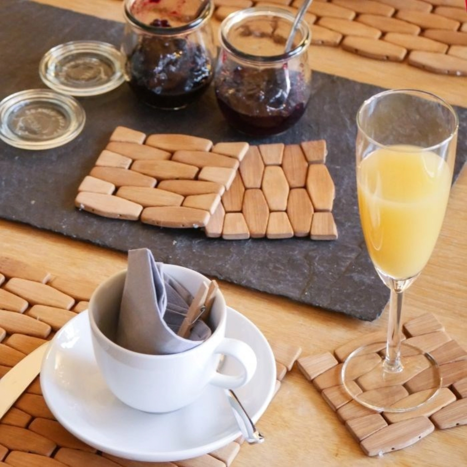 Set de 4 dessous de verre trapèze en bambou