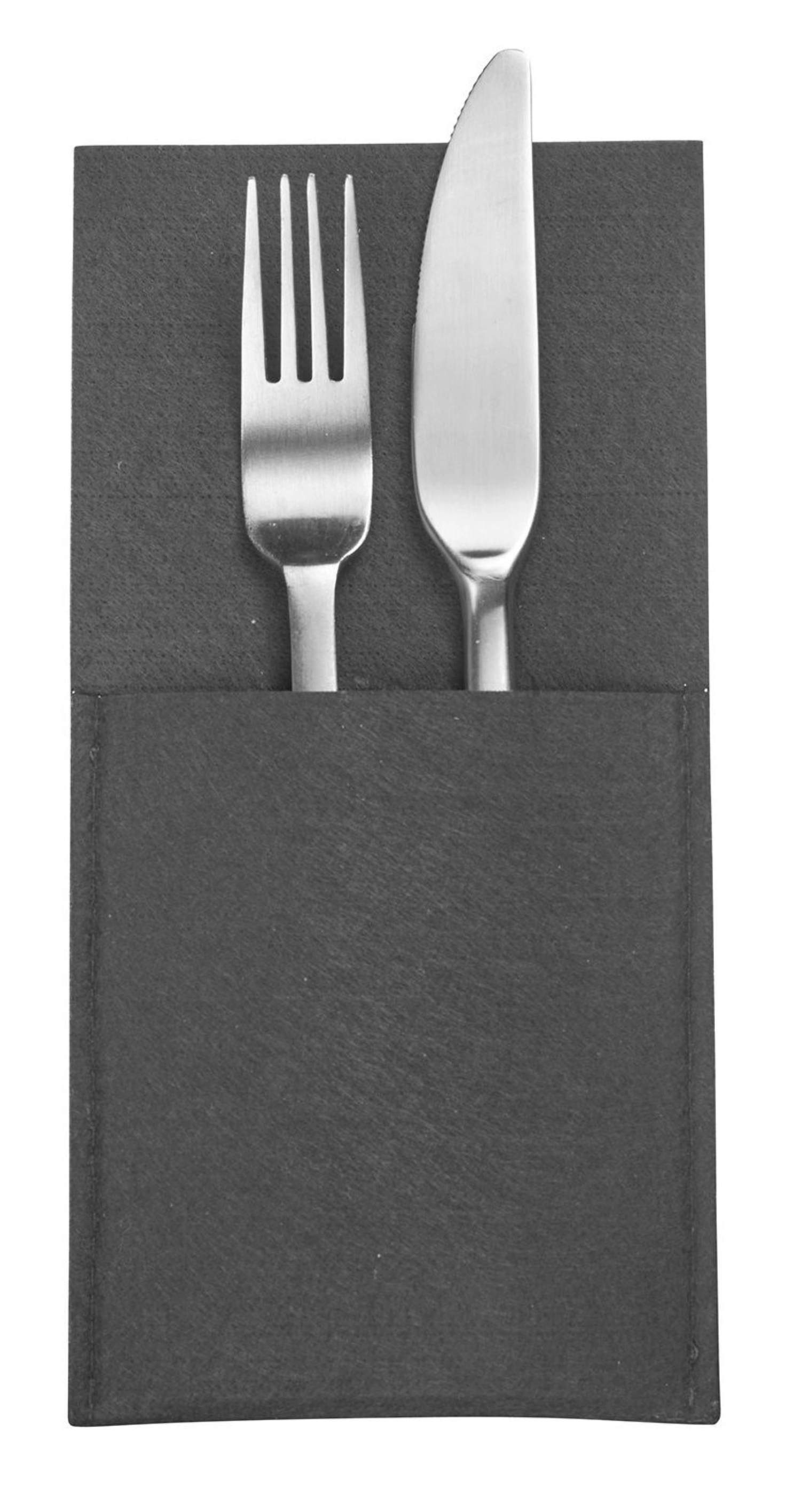 Set de 4 pochettes à couverts cozy, anthracite, polyester