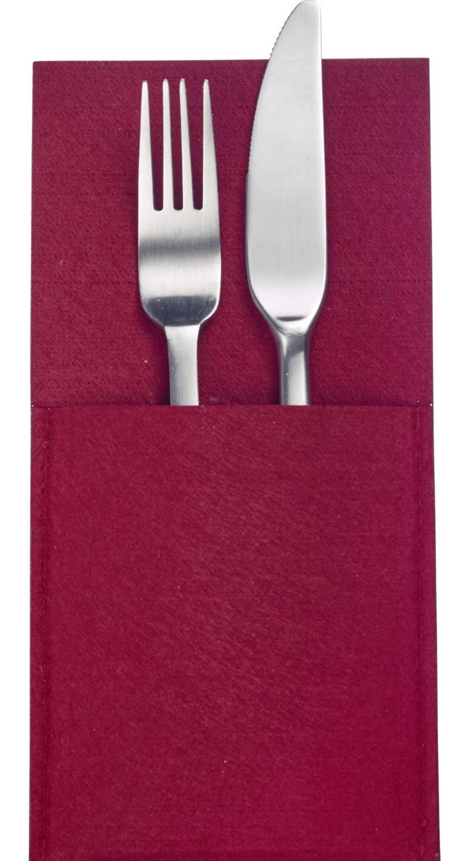 Set de 4 pochettes à couverts cozy, rouge, polyester