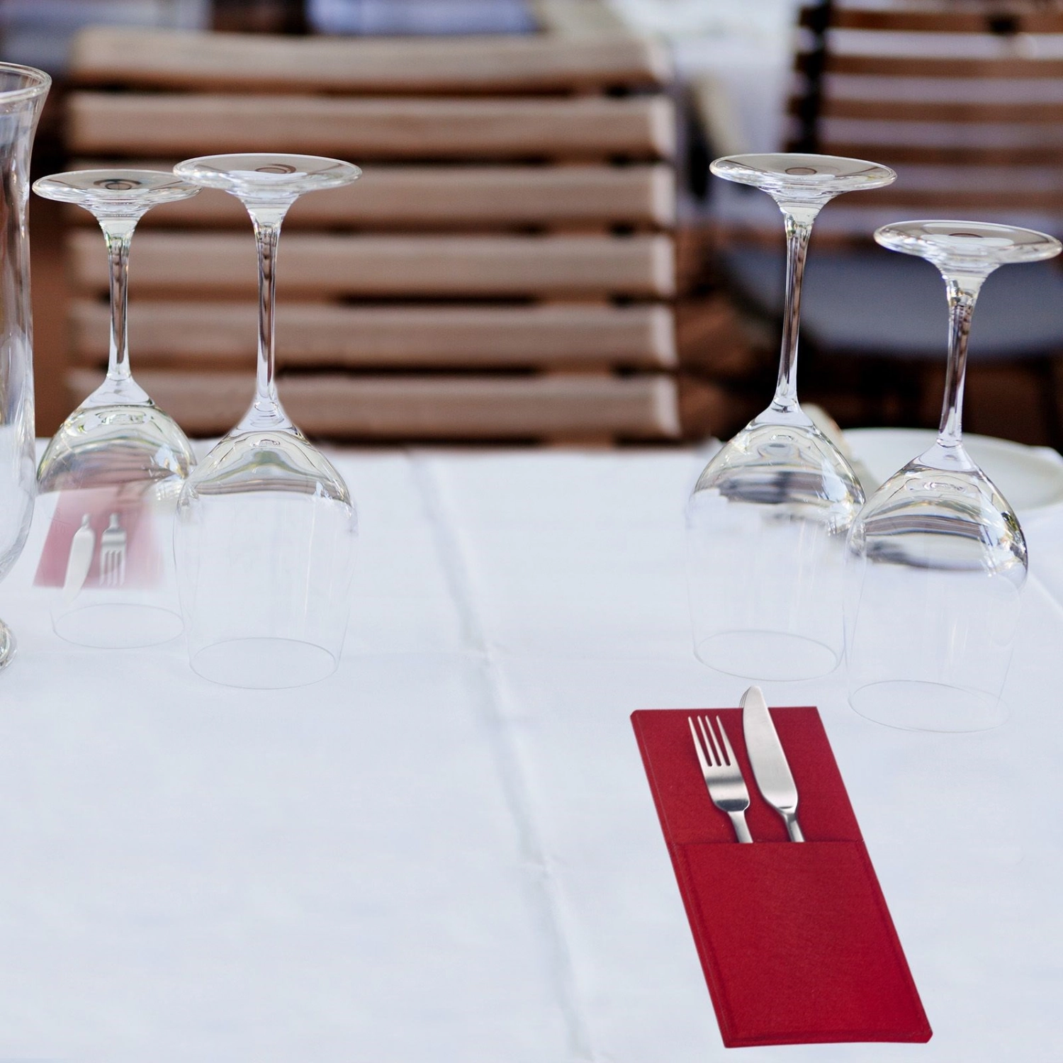 Set de 4 pochettes à couverts cozy, rouge, polyester