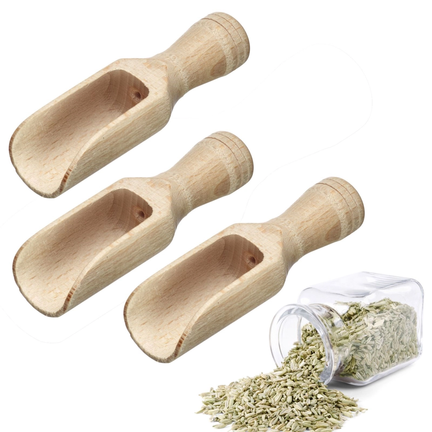 Set de 3 pelles à épices midi 4ml 7.5x2.5x1.8cm