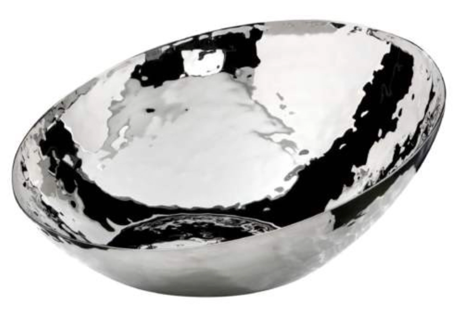 Schale schräg, Edelstahl, gehämmert, D38cm, H7/15cm