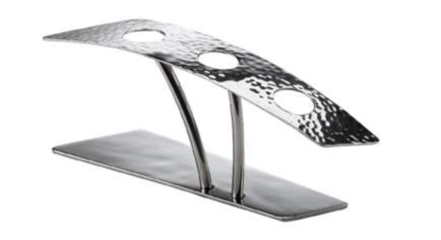 Food display 3 trous, 20x5.5cm, h:7.5cm, martelé