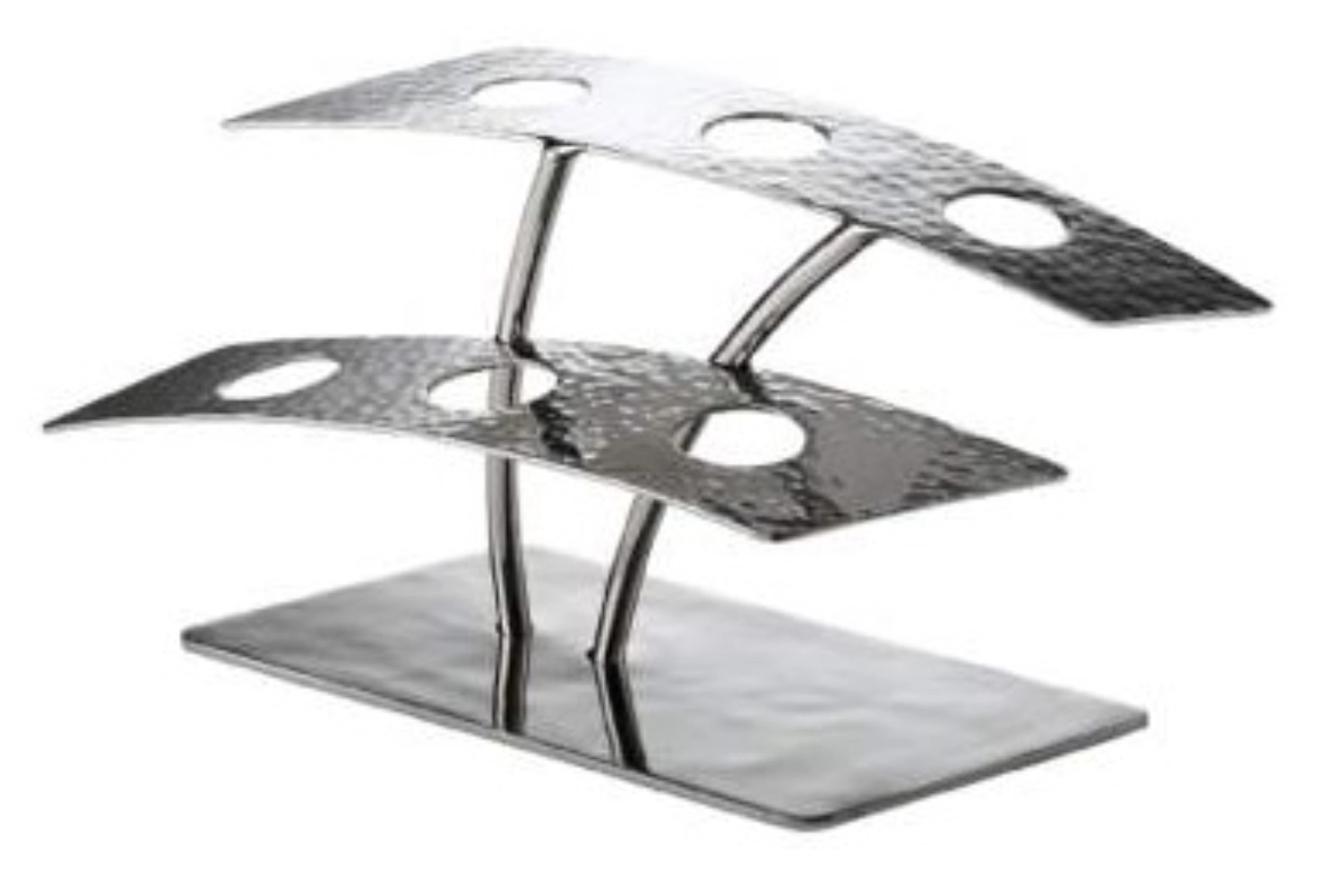 Food display 6 trous, 21x9.5cm, h:11.5cm, martelé