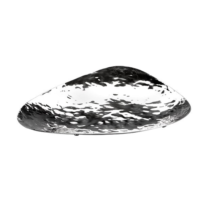 Schale flach, Edelstahl, gehämmert, 60x46x7.5cm