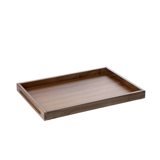 Plateau de service en bois, 53x37x4cm, noyer