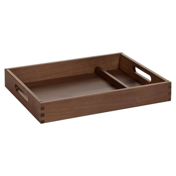 SOLID Plateau de service en noyer massif, 41.7x32.5x6.7cm