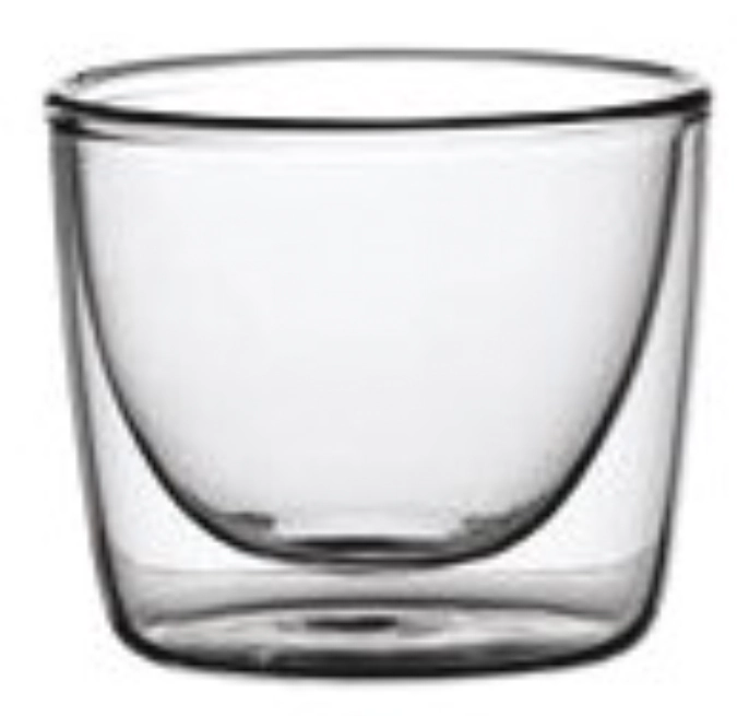 Lot de 6 miniatures en verre, double paroi, D6cm, H5cm, 0.08