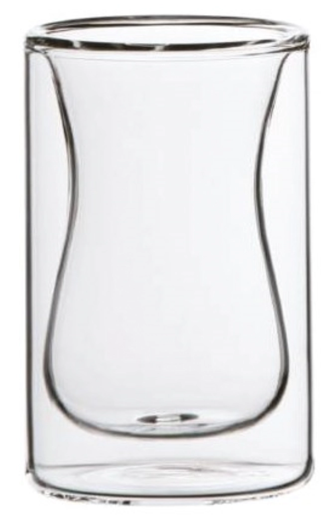 Lot de 6 miniatures en verre, double paroi, D5.5cm, H8.5cm,