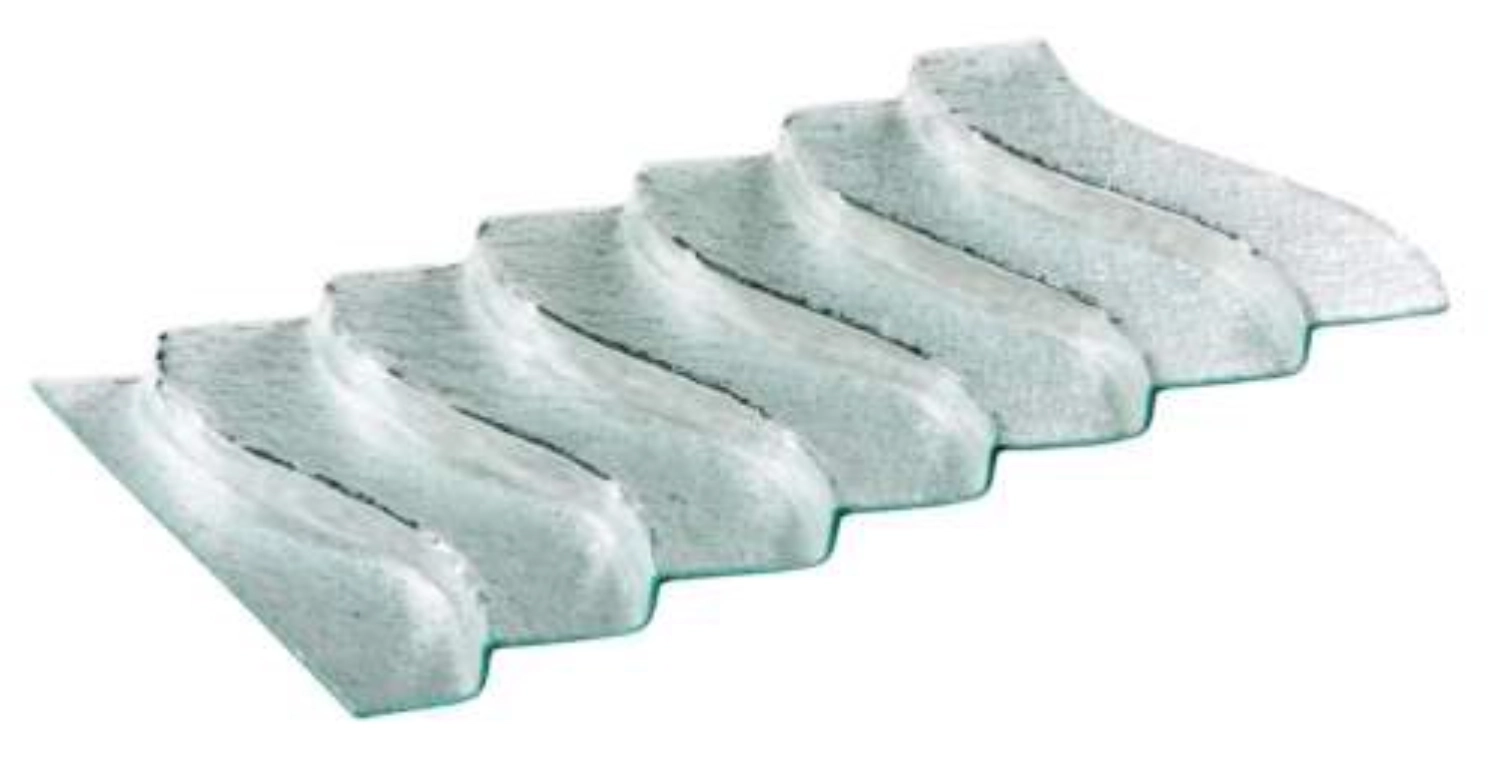 Glas-Treppe gewellt, klar 67x40cm