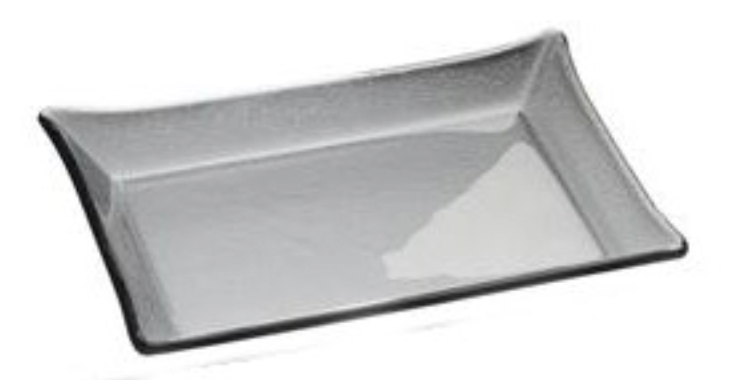Plateau en verre, noir gris, 31x21x3.5cm