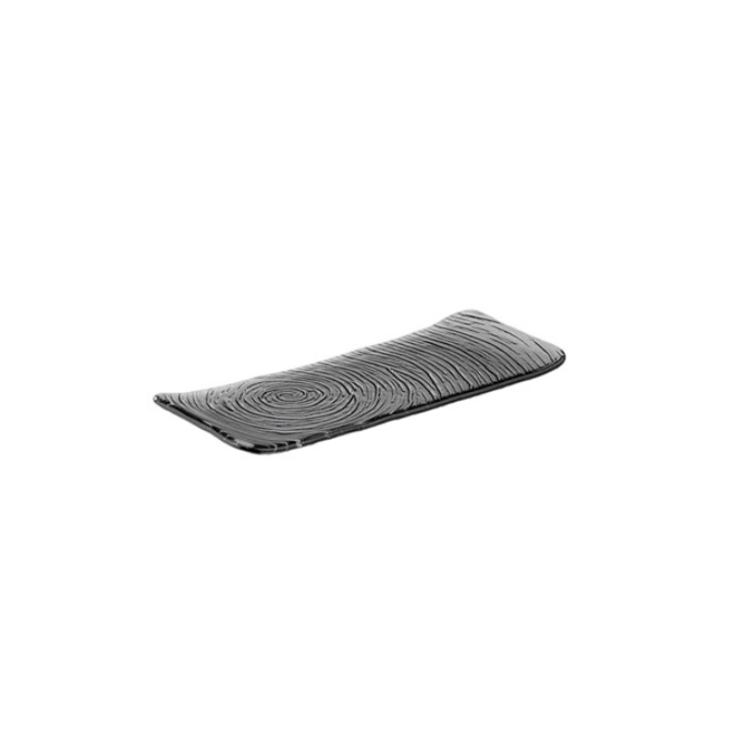 Set de 6 plaques/assiettes en verre, gris-noir.31x12.5cm