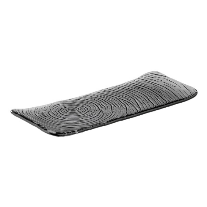 Set de 4 plaques/assiettes en verre, gris-noir.38x15.5cm