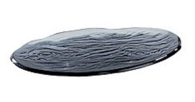 Set de 3 assiettes/plats ovales en glass, gris noir, 33x24cm