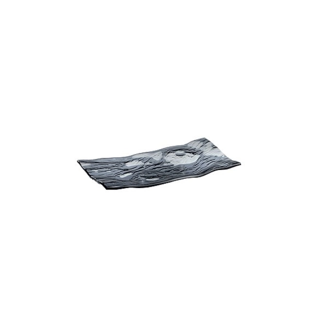 Lot de 2 assiettes/plateaux en verre, gris noir, 40x22cm
