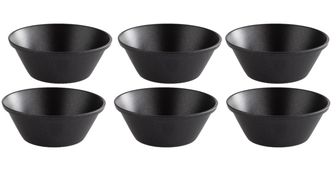 Lot de 6 coupelles à dip D6cm H2.5cm, acier inoxydable, noir