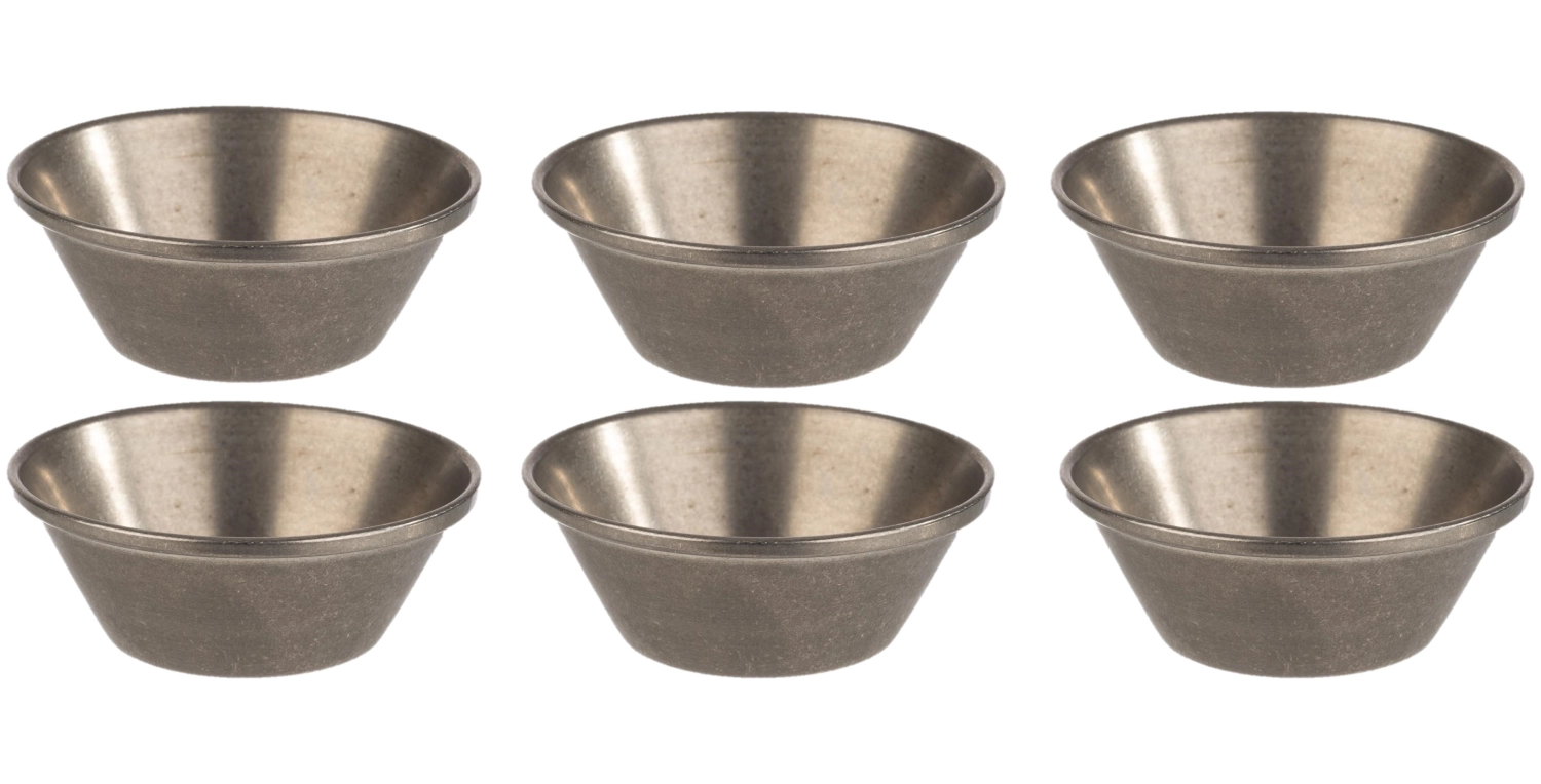 Lot de 6 coupelles à dip D6cm H2.5cm, acier inoxydable, gris
