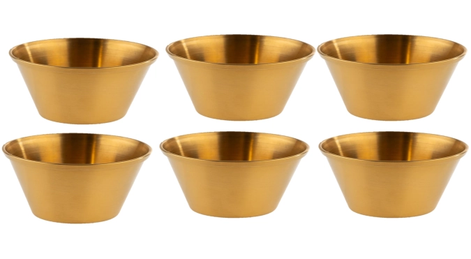 6er Set Dipschälchen D6cm H2.5cm, Edelstahl, Antik gold