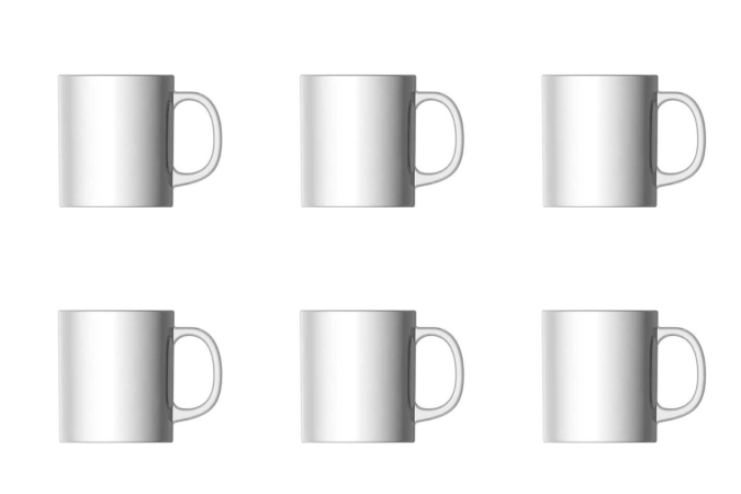 Set de 6 mugs en porcelaine cambridge blanc 0.3lt