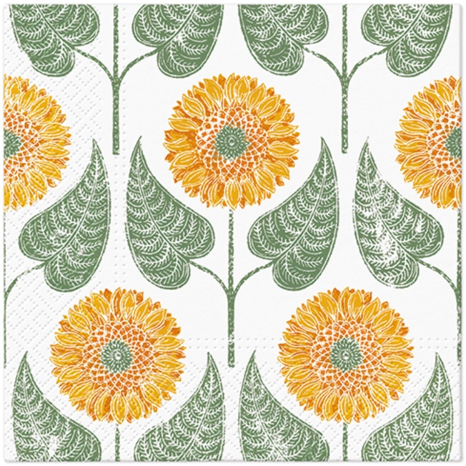 Servietten Lunch 20x Sonnenblumen Muster, 33x33cm