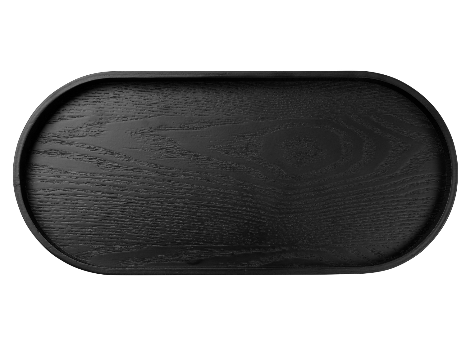 Wood plateau en bois ovale noir