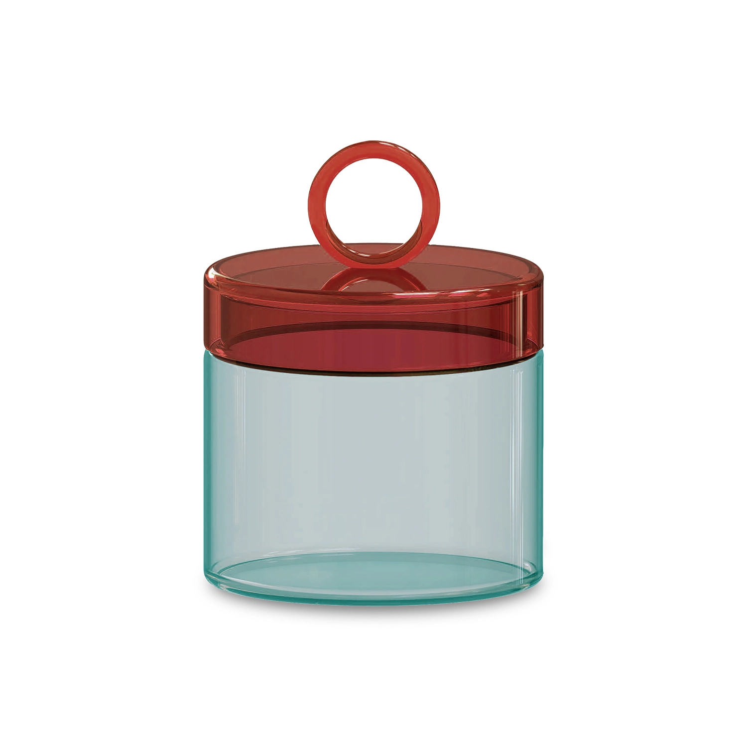 Bocal à provisions en verre borosilicaté, 1l, bleu - rouge