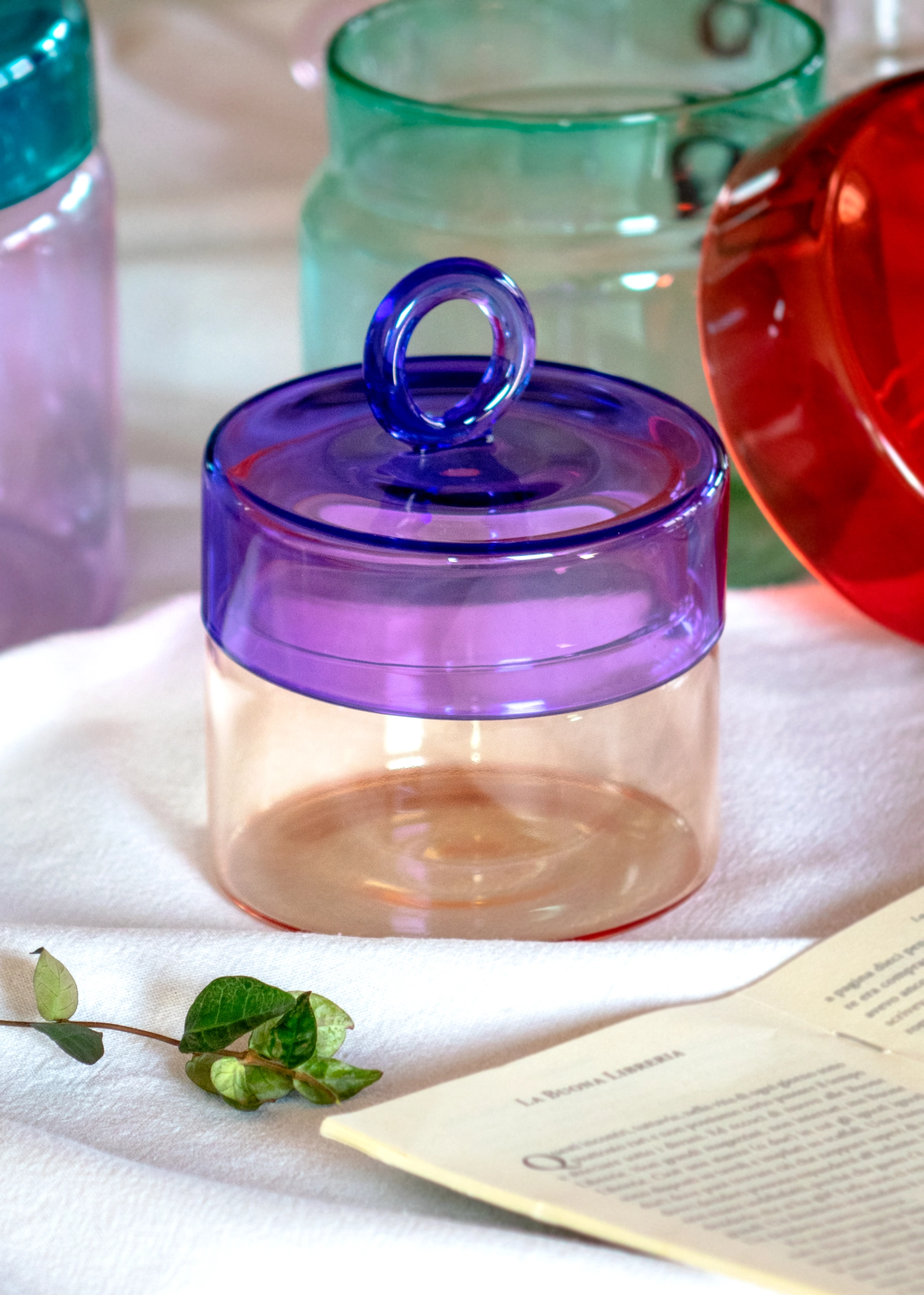 Vorratsglas aus Borosilikatglas, 0.5l, orange - blau