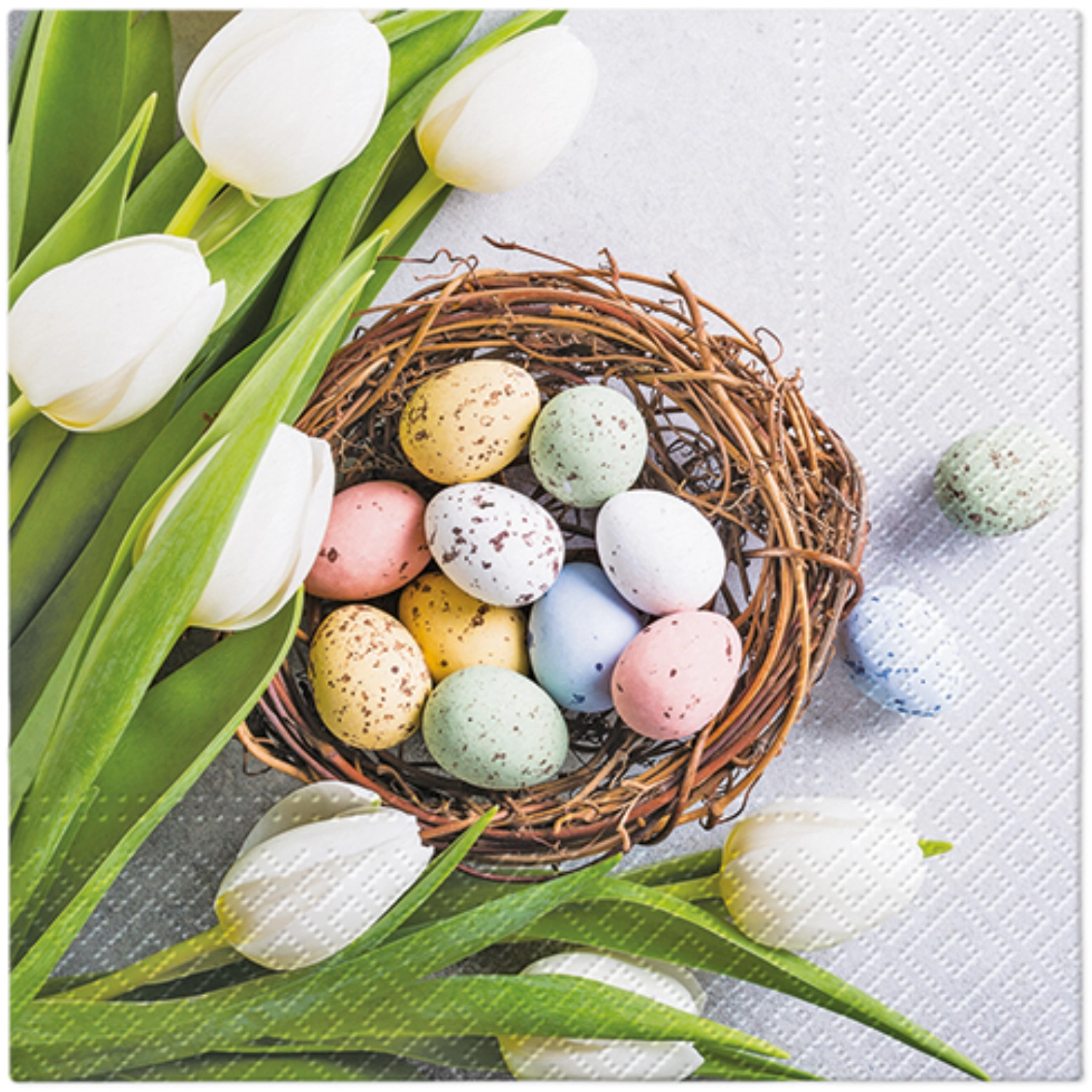 Serviettes Lunch 20x Eggs and Tulips, 33x33cm