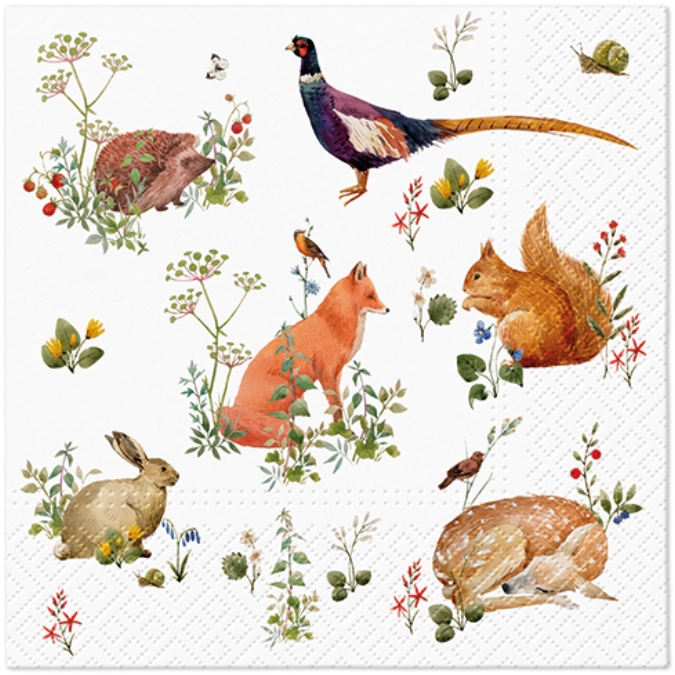 Servietten Lunch 20x Wild Forest Animals, 33x33cm