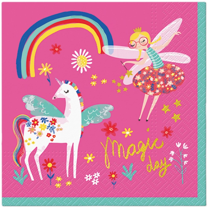 Servietten Lunch 20x Fairy Unicorn, 33x33cm