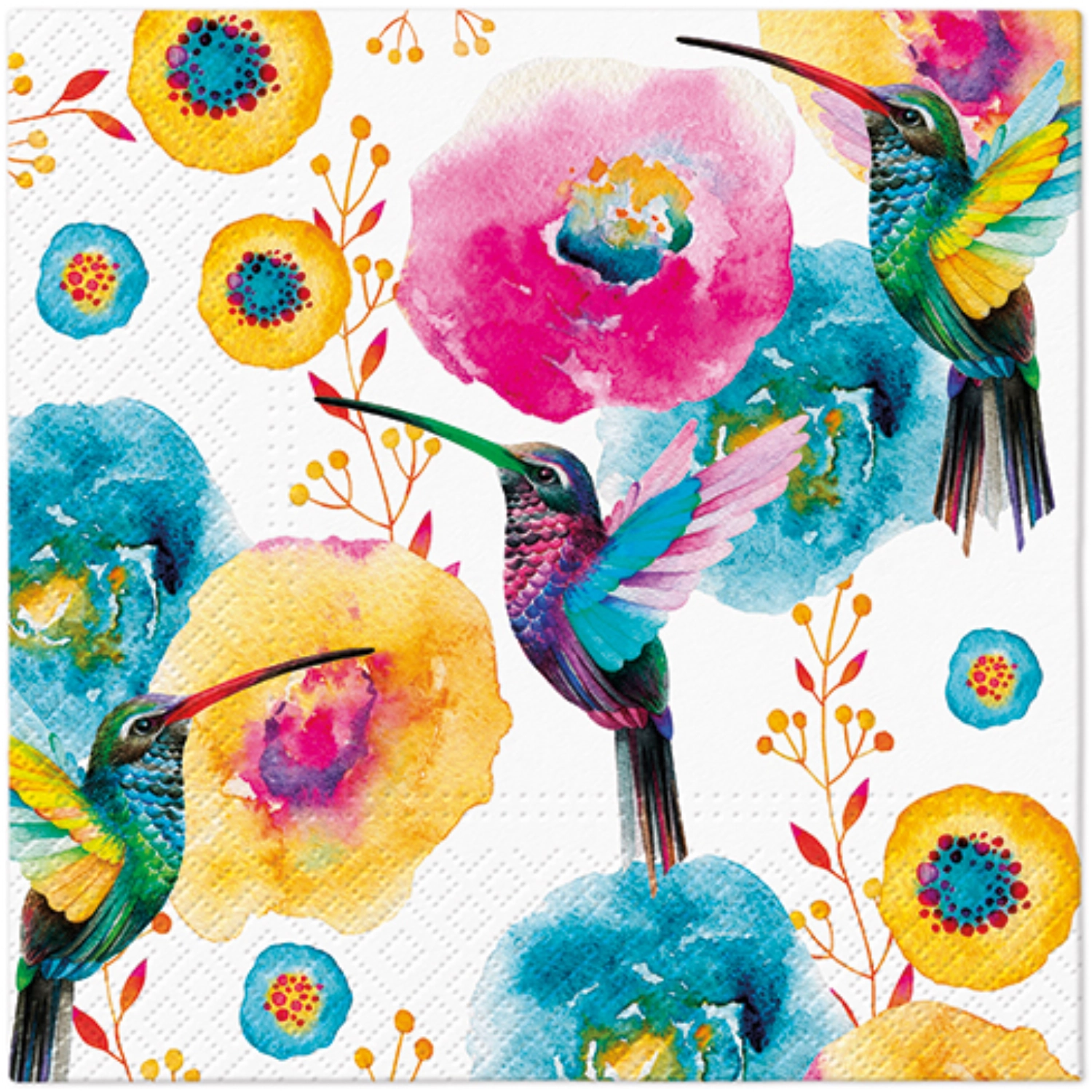 Serviettes de table Lunch 20x Hummingbird, 33x33cm