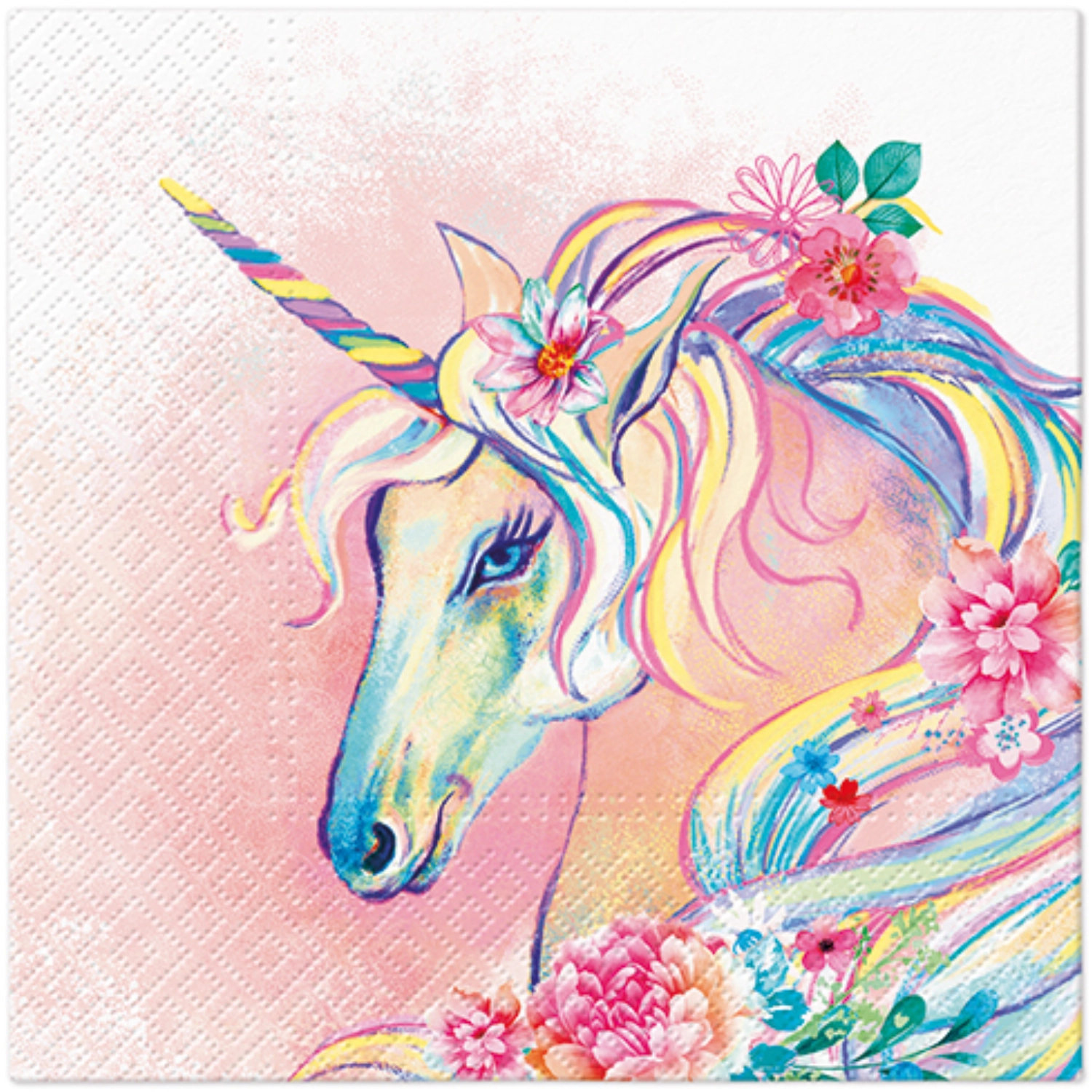 Serviettes Lunch 20x Unicorn flower head, 33x33cm