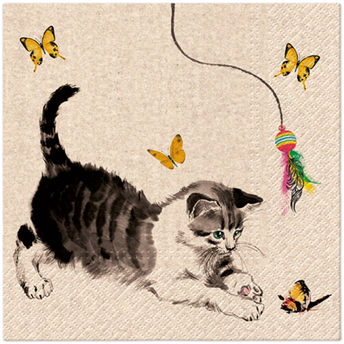 Servietten Lunch 20x We care Cat Playing