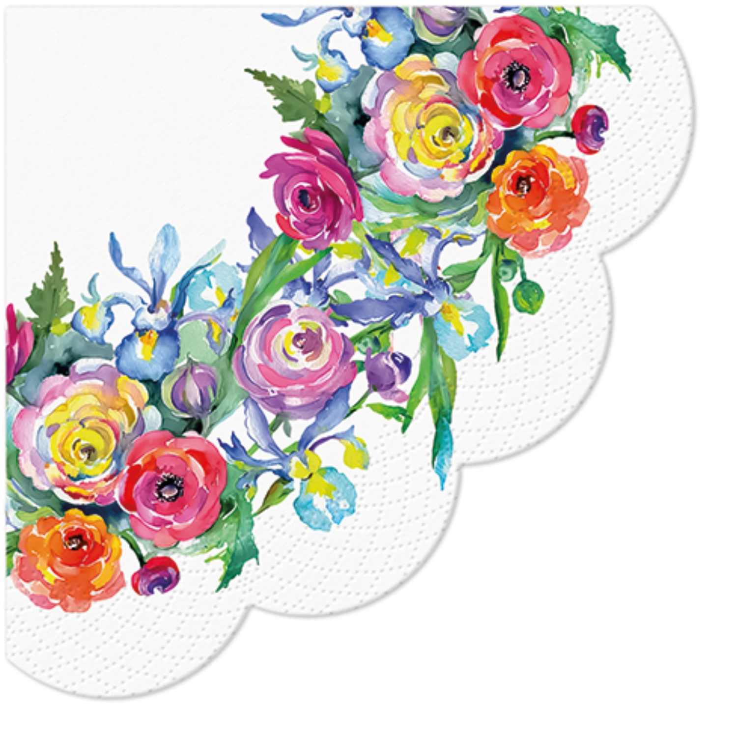 Serviettes Round 12x Painted Rose Corner 32cm