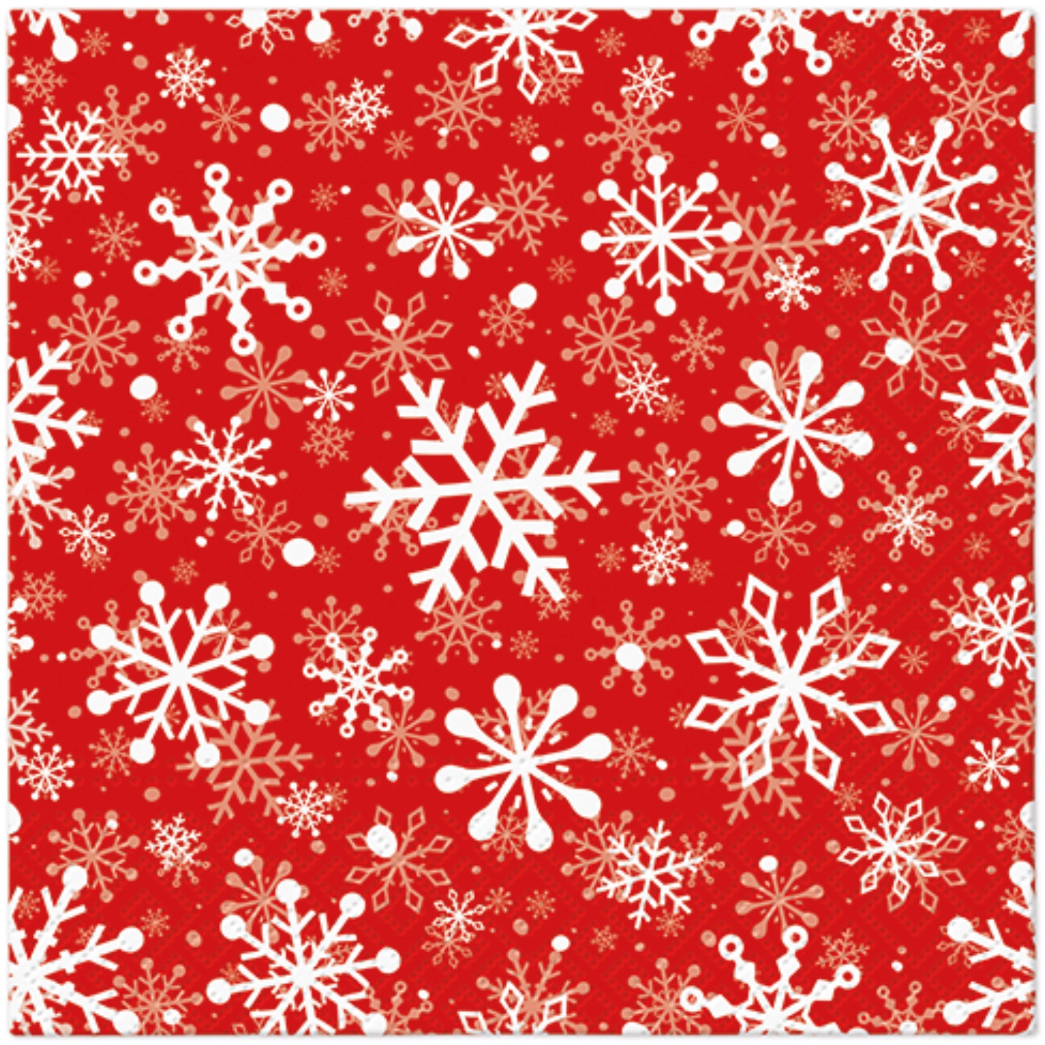 Servietten Lunch 20x Christmas Snowflakes light red, 33x33cm