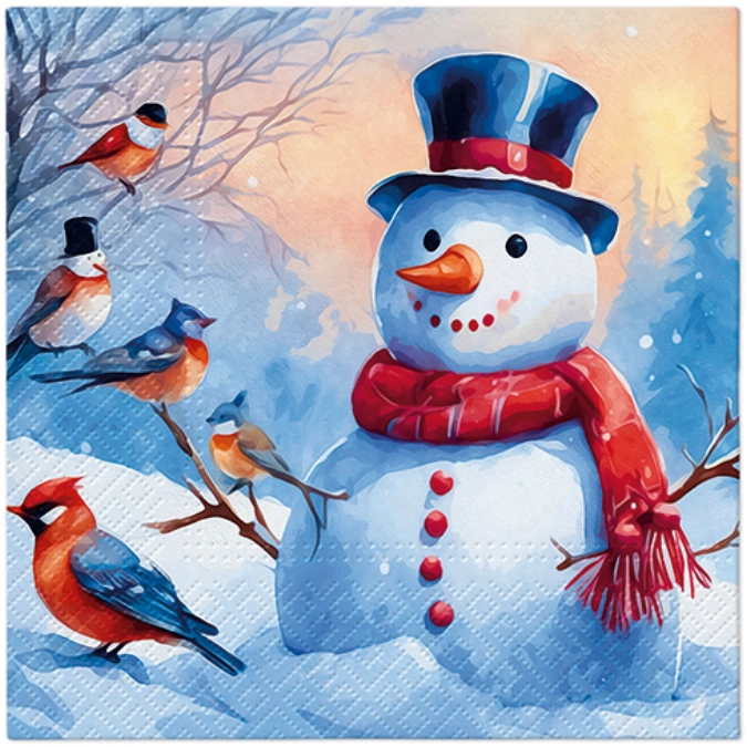 Servietten Lunch 20x Distinctive Snowman, 33x33cm