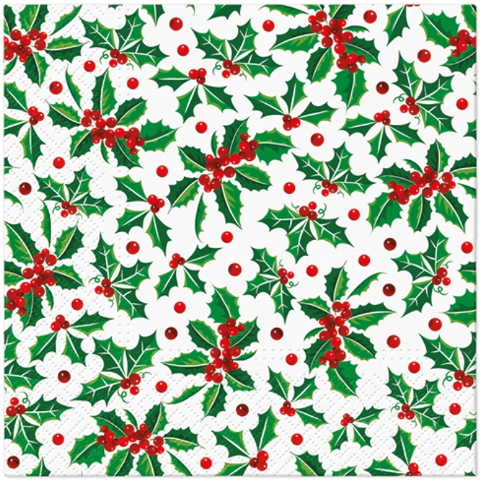 Servietten Lunch 20x Holly Pattern, 33x33cm