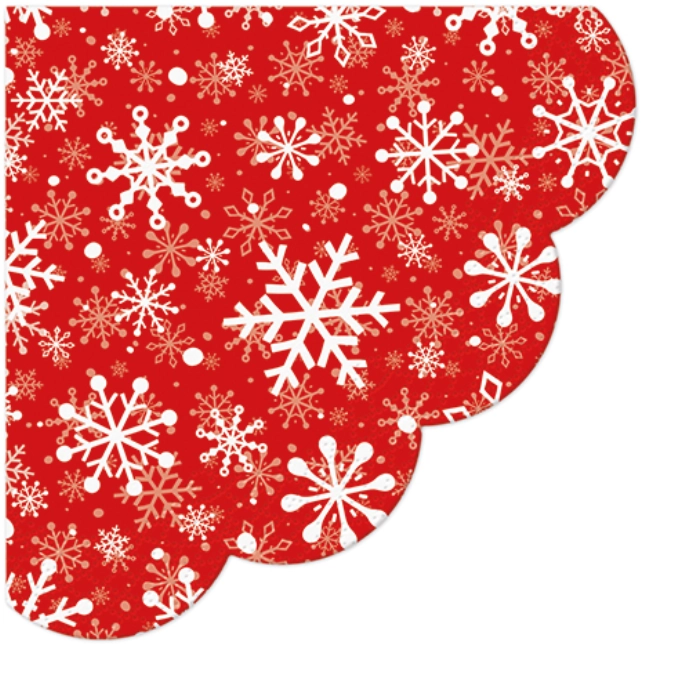 Servietten Lunch 20x Christmas Snowflakes light red, 33x33cm