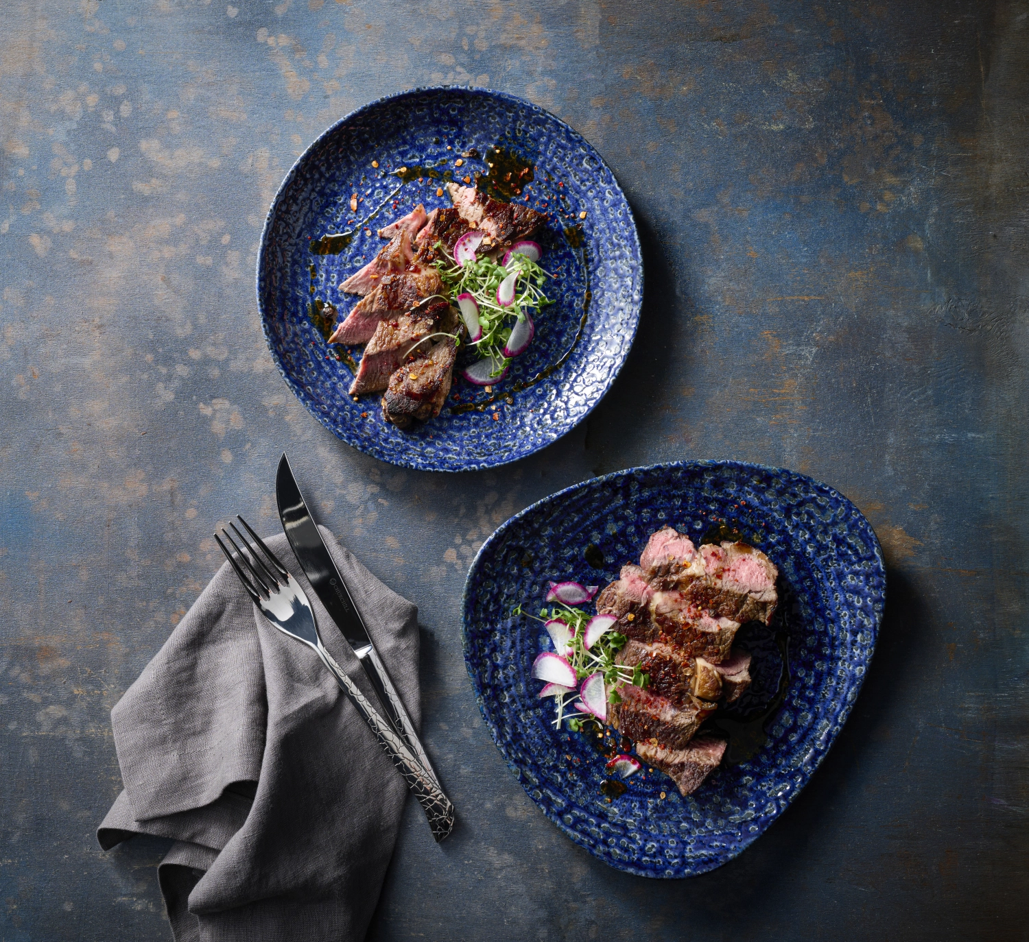 S.P. Homespun Chroma Twilight Triangel Teller flach