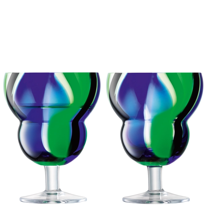 Set de 2 verres à vin Folk 230ml noir, bleu, vert