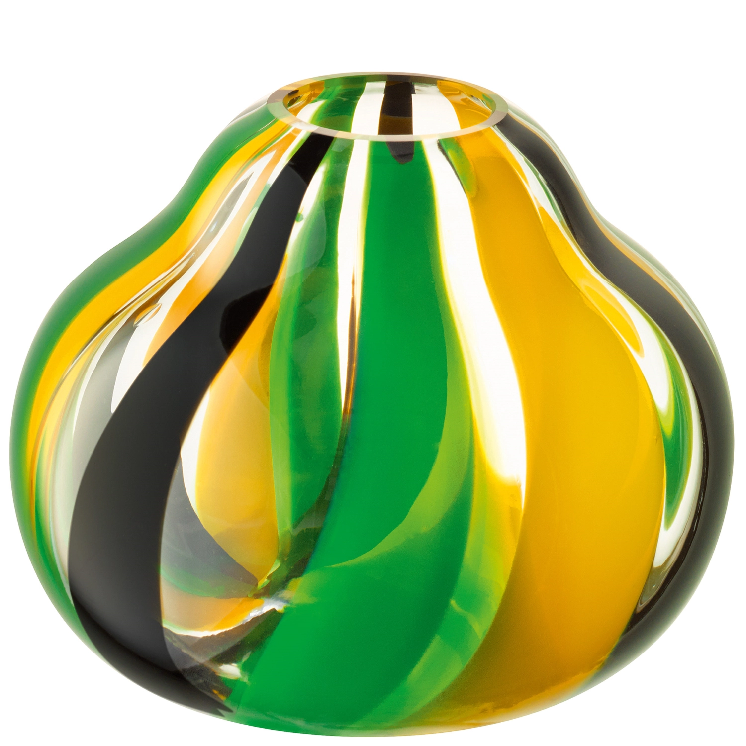 Folk Vase H11.5cm noir, vert, jaune