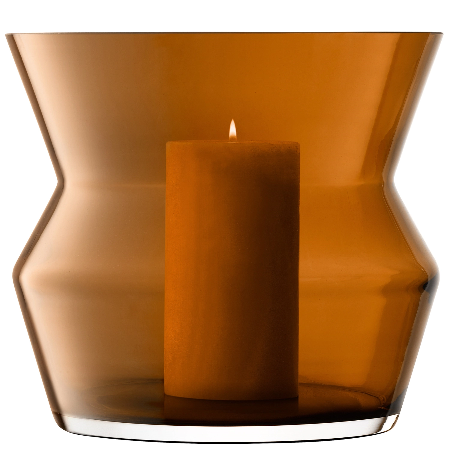 Sculpt vase/lanterne H23cm cognac