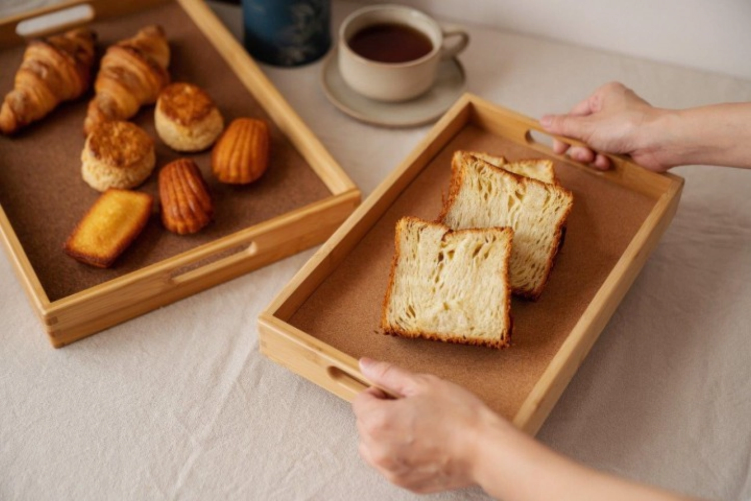 Serviertablett Bambus mit Korkeinlage