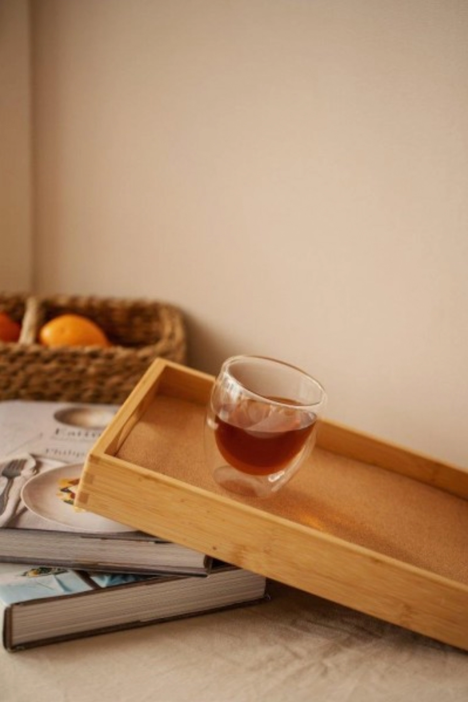 Serviertablett Bambus mit Korkeinlage